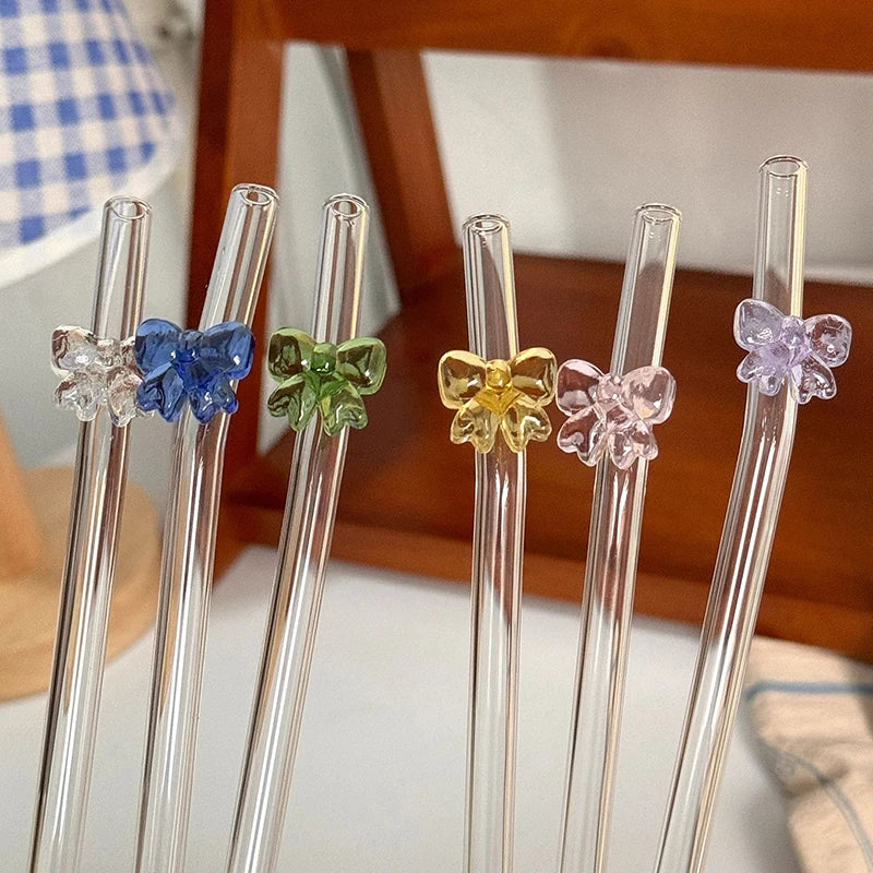 Unique Butterfly Glass Straw Reusable Heat-resistant Party Wedding Zpaxo