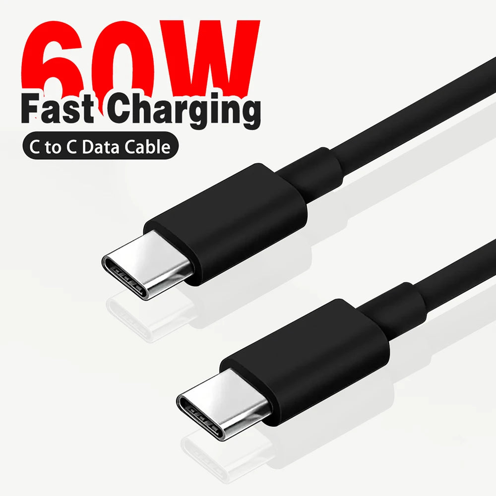 1m-2m 60W C Quick Charge Cable Fast Charger Cord USB Cables Phone Zpaxo Black 1.5m