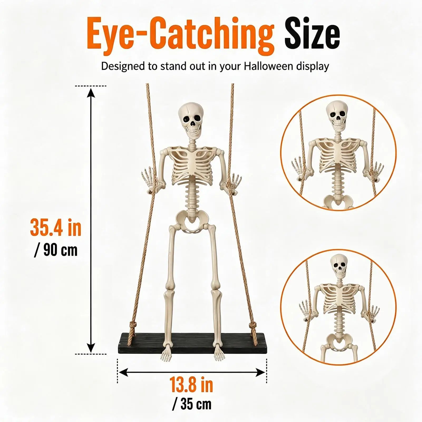 Halloween Swinging Skeleton Outdoor Halloween Spooky Decor Patio Hanging Decorations for Outdoor Garden Yard Courtyard Porch Zpaxo