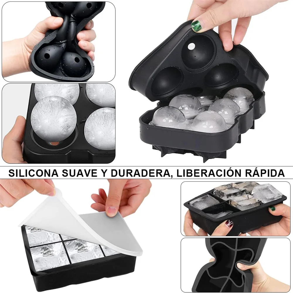 Silicone Ice Molds Trays Large Maker Shape Spheres Cubes Perfect Zpaxo