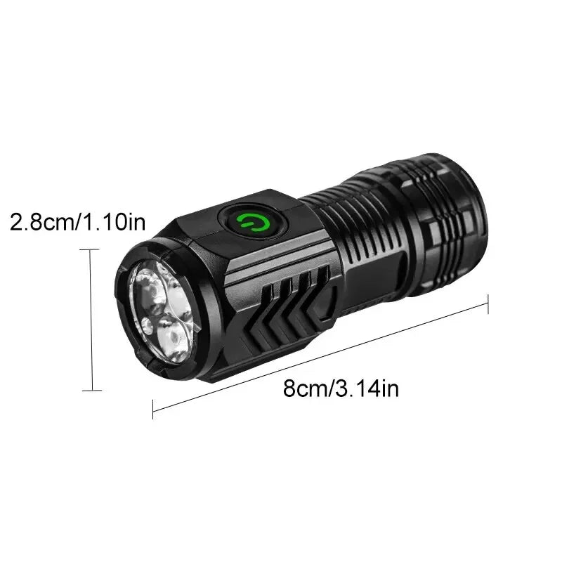 3-LED Mini Tactical Flashlight – Rechargeable 350+ Lumen Torch Tactical Flashlight Zpaxo