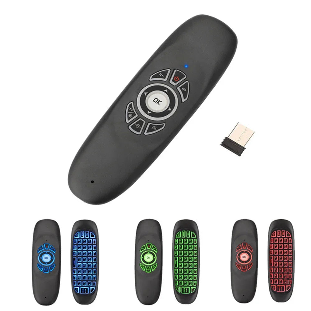 2.4G Wireless Keyboard RGB Backlit Mini RF Keyboard Mouse with Voice Control IR Learning Remote Control for PC TV Laptop Zpaxo