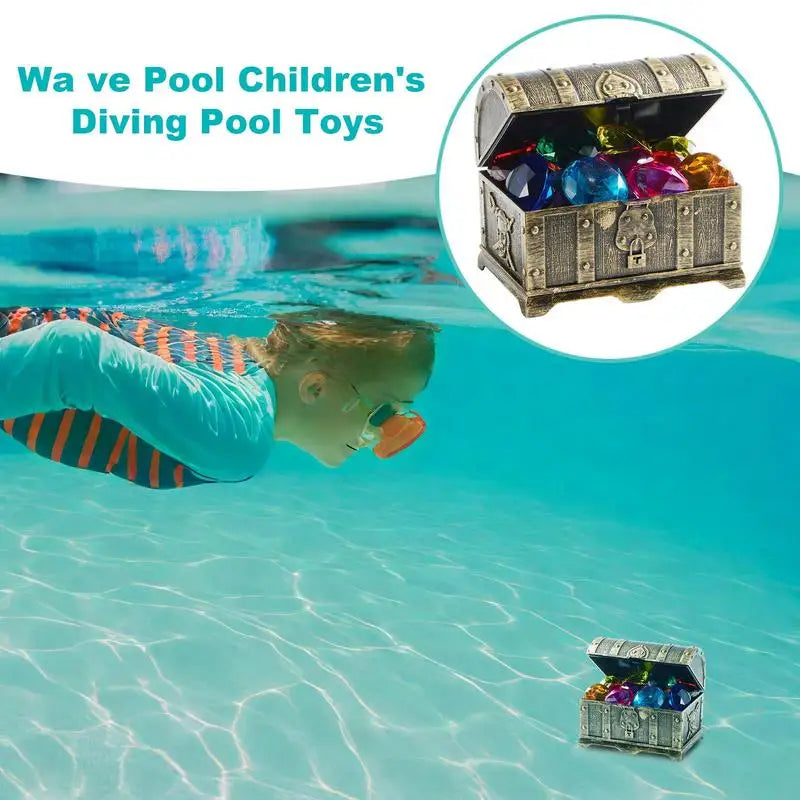 Pool Sinking Toys Kids Swim Toys Swimming Treasure Box Play Set Water Dive Game For Ages 3-12 Girls Boys Beginners Team Lake Zpaxo