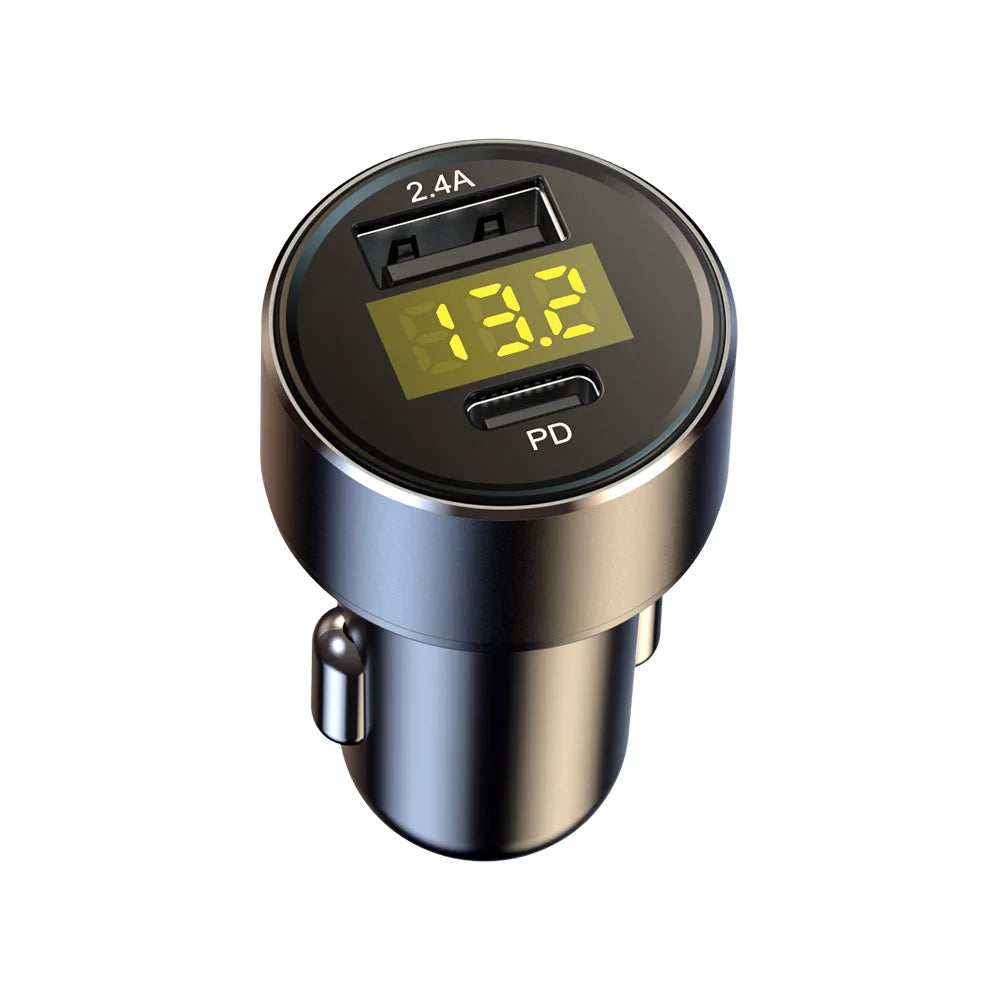 Car Charger 2 4A USB Type-c Port Adapter Cigarette Lighter LED Zpaxo