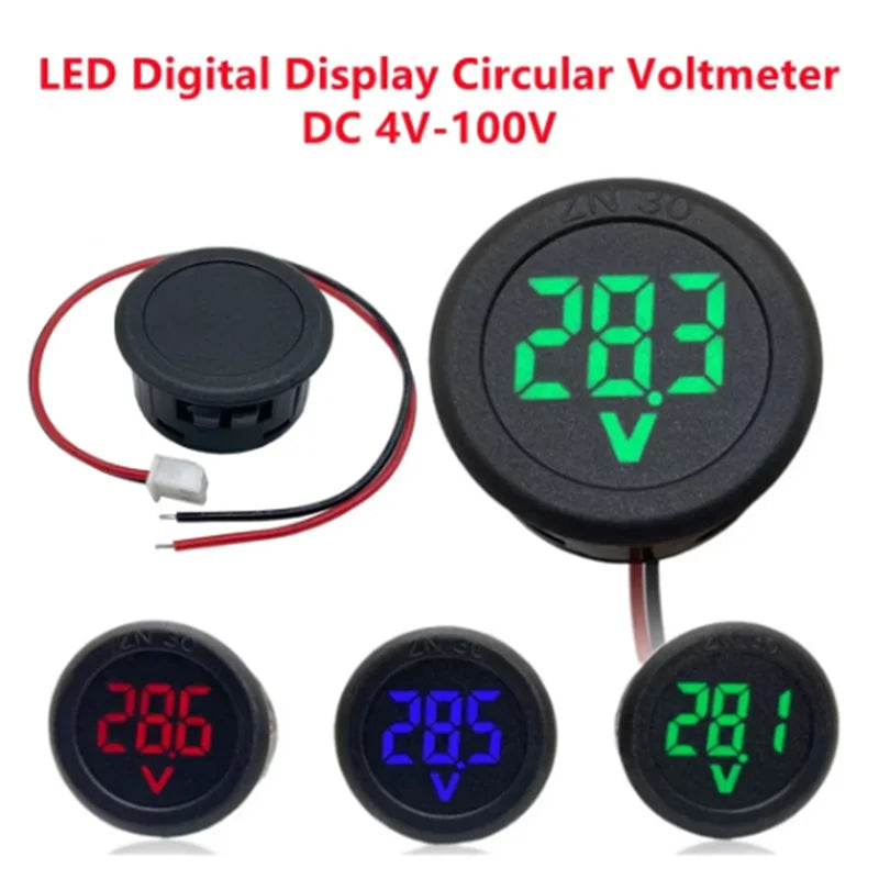 DC 4-100V DC digital voltmeter head display LED digital display circular two-wire voltmeter reverse connection protection Zpaxo
