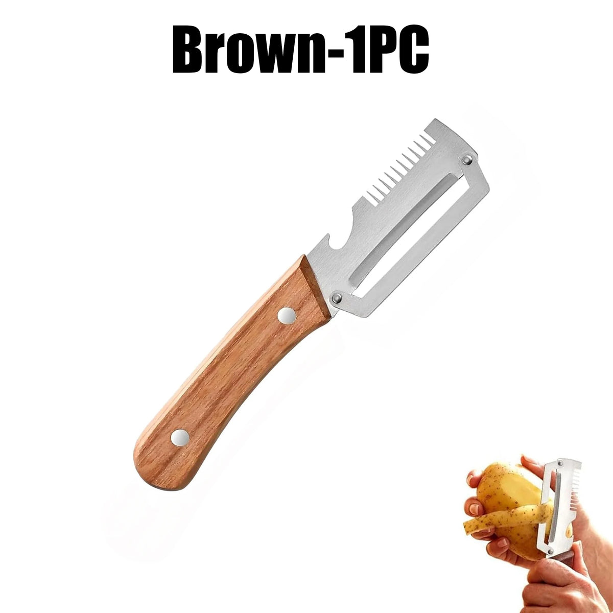2-in-1 Multi-function Scallion Cutter Bottle Opener Kitchen Vegetable Zpaxo Brown 1PC