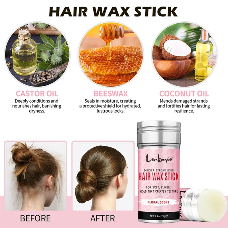 2026 New Arrival！Wax Stick Set Professional Styling Kit For Women Anti-frizz Smoothing Broken Back Hair Mud Messy Hairs Wax Rod Zpaxo