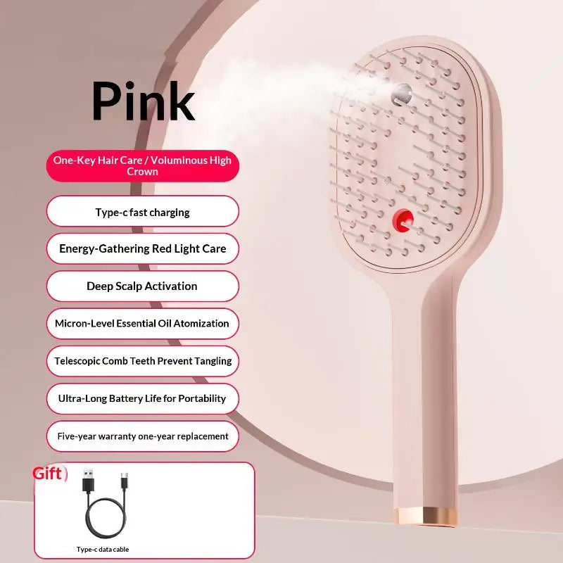 Electric Steam Spray Hair Brush – USB-C Anti-Frizz Styling Comb