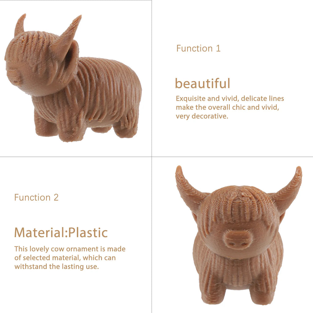 Small Highland Cow Statue Resin Craft Home Decoration Desktop