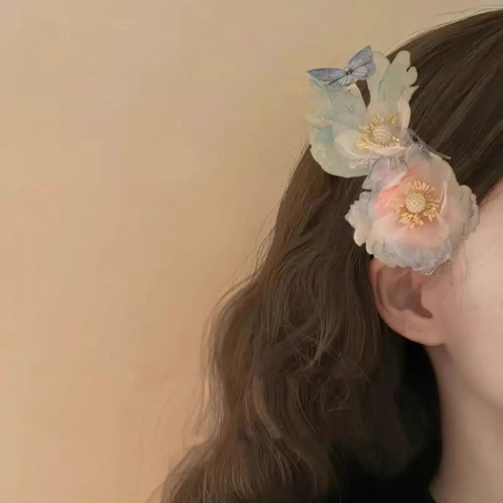 Elegant Plastic Flower Hair Clip Romantic Side Hairgrips Butterfly Zpaxo