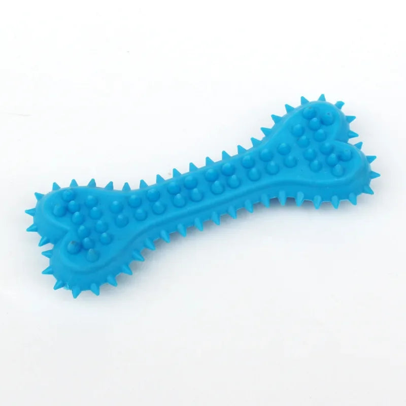 1PC Pet Chew Toy Soft Rubber Bite-resistance Bone Shape Teeth Grinding Chewing Toys for Small Dogs Training Pet Supplies Zpaxo Blue