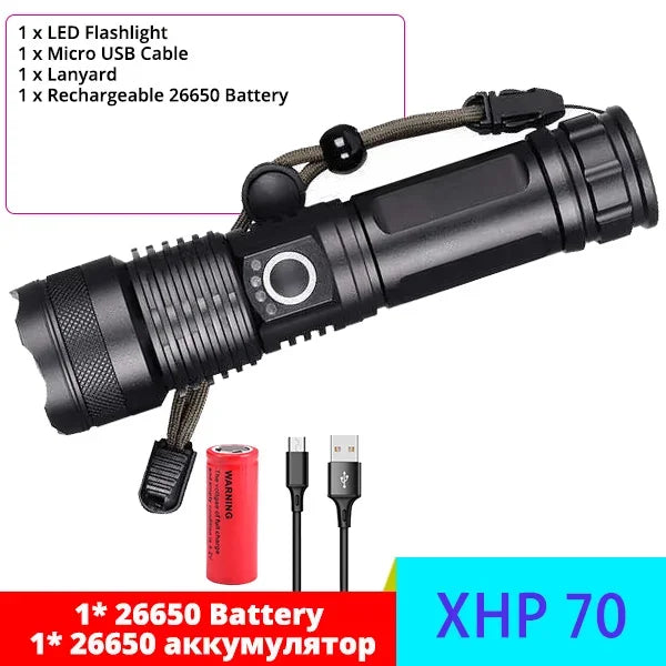 ESMARTER XHP120 LED Tactical Flashlight – Type-C Rechargeable