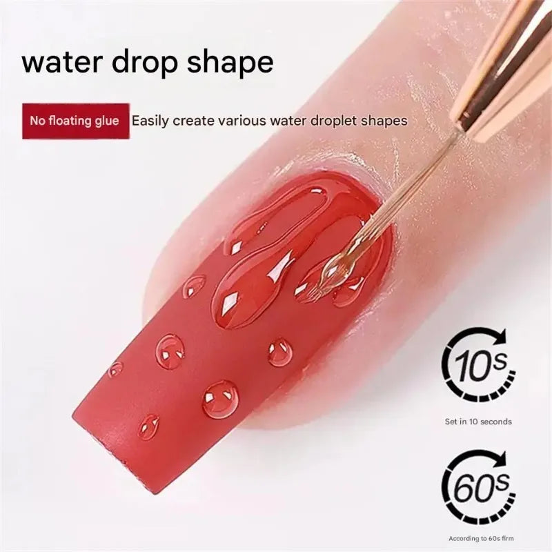 3D Clear Water Drop Nail Gel Semi-solid No-wipe Rain Effect Sculpting