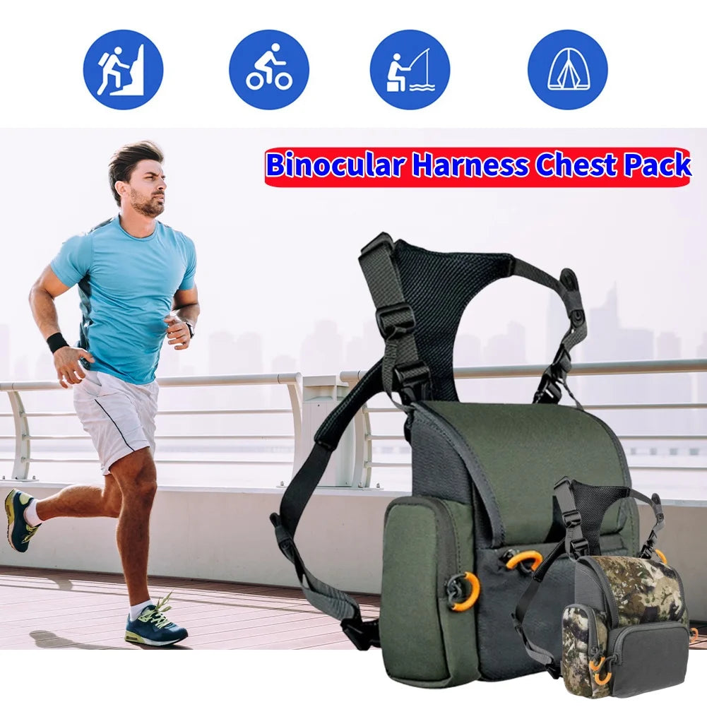 Binocular Harness Chest Rangefinder Pouch Rain Cover Adjustable Large