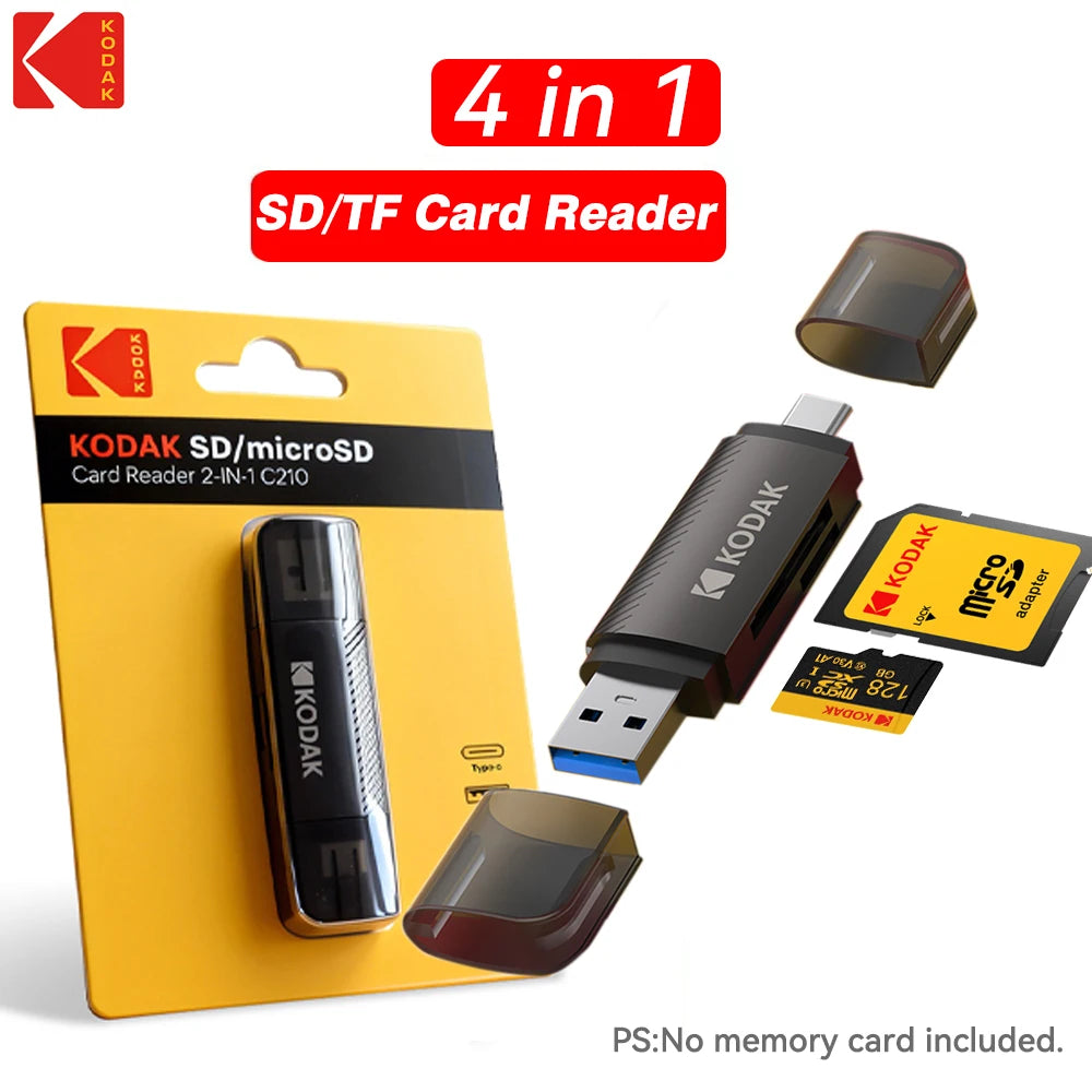 Kodak C210 USB 3.0 & Type C 4 in 1 Card Reader Multifunction Adapter for SD Card Micro SD TF Card for MacBook PC Laptop Zpaxo type-c Card reader