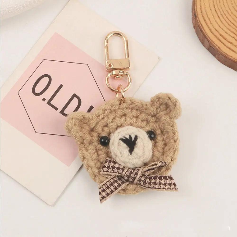 Lovely Car Accessory Bow Tie Bear Girl Gift Knitting Wool Bag Pendant Girls Key Chain Korean Style Key Chain Schoolbag Pendant Zpaxo