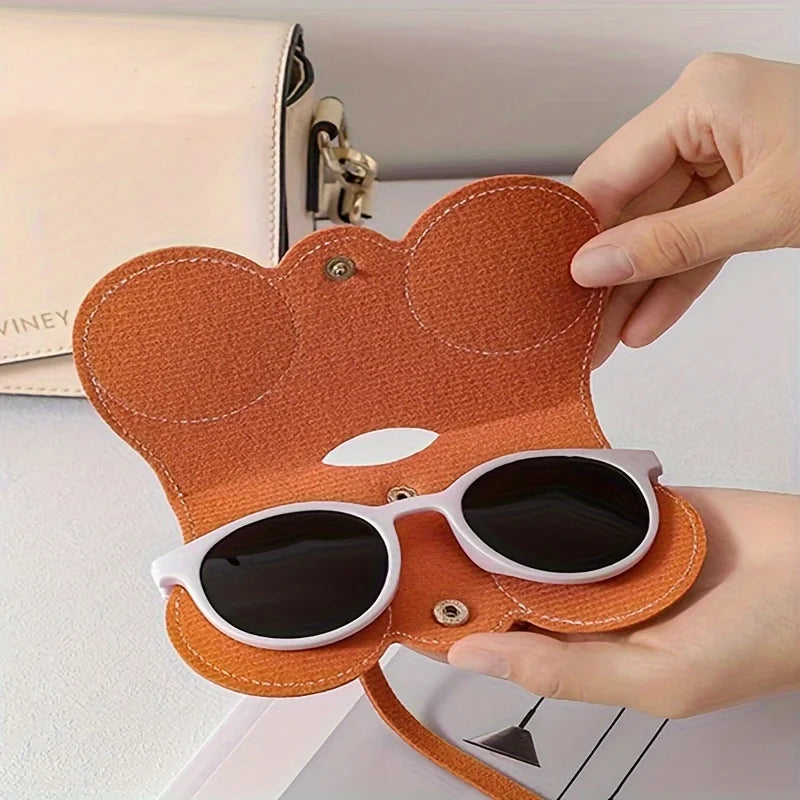 Fashion Retro Portable Glasses Bag Faux Leather Storage Clip Durable