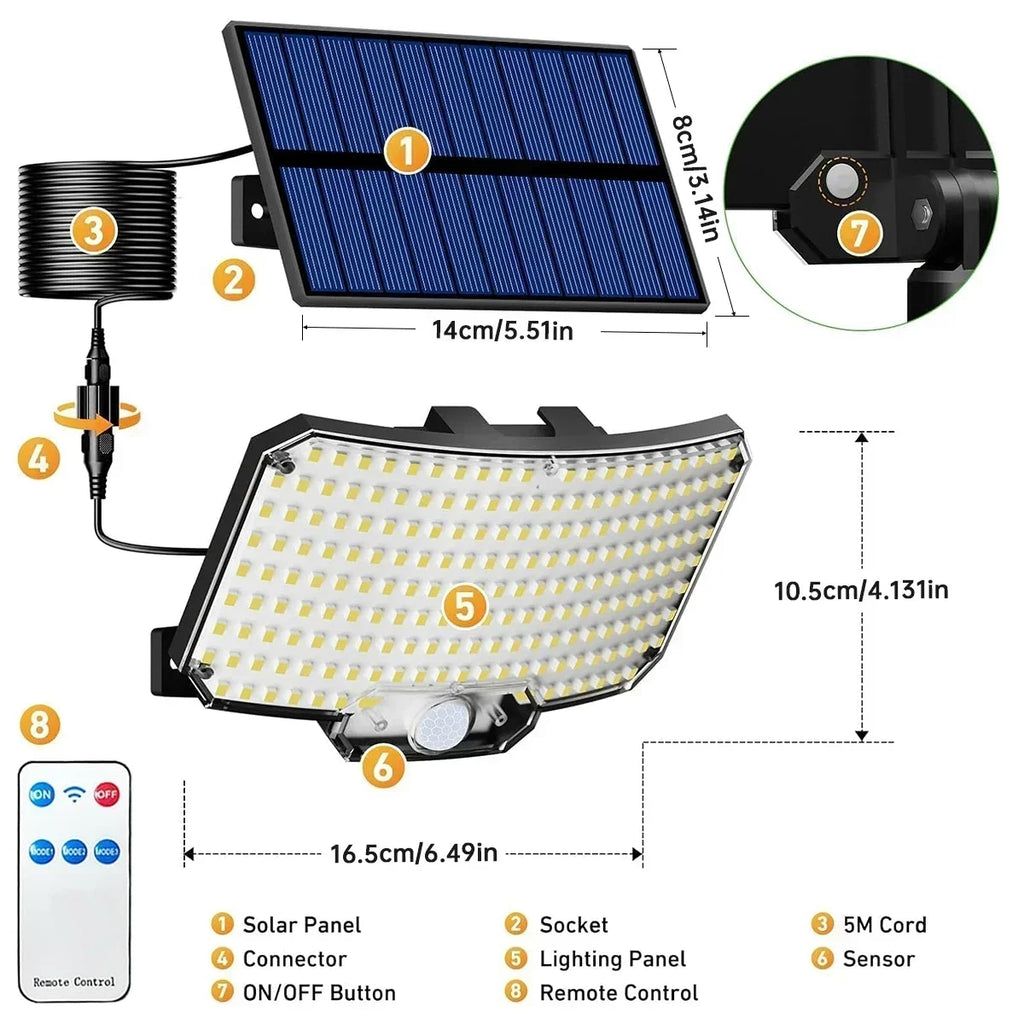 Solar Lights Outdoor 100/234LED 3 Modes Motion Sensor Flood Lights with Remote IP65 Waterproof Security Solar Lights for Outside Zpaxo