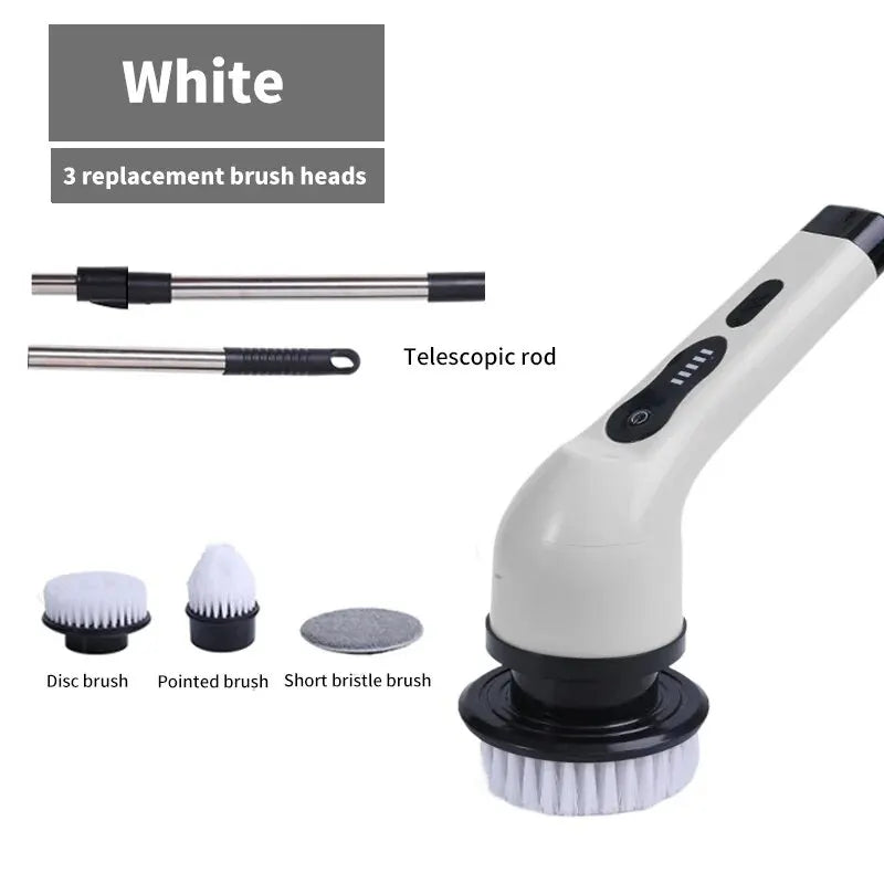 Wireless Electric Cleaning Brush Bathroom Window Kitchen Automotive Multifunctional Household Rotating Cleaning Machine Zpaxo 200588-white3