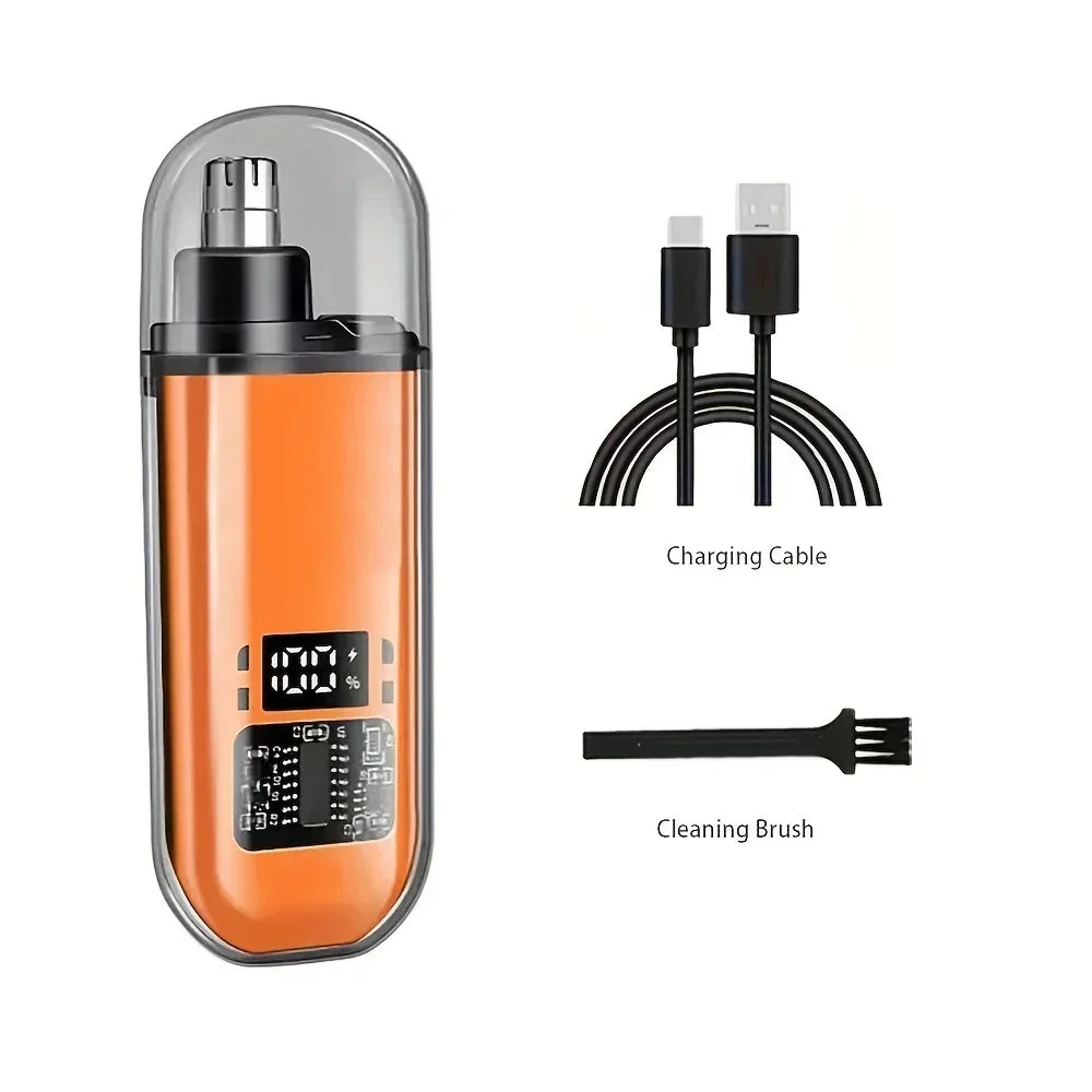 USB Rechargeable Nose & Ear Hair Trimmer for Men, Portable Mini Compact Design with Fast Charge, Electric Grooming Kit Zpaxo Naranja