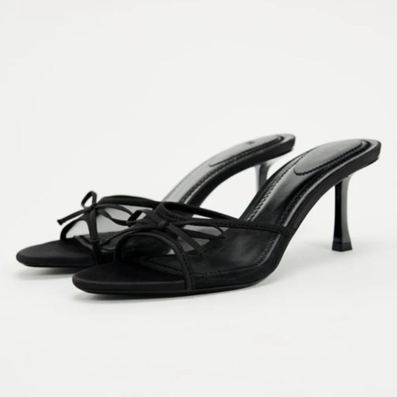 Summer Women Open Toe High Heel Sandals Comfortable Peep Retro Luxury Stiletto Female Slippers Large Size 35-42 Girls Shoes Zpaxo 38 black