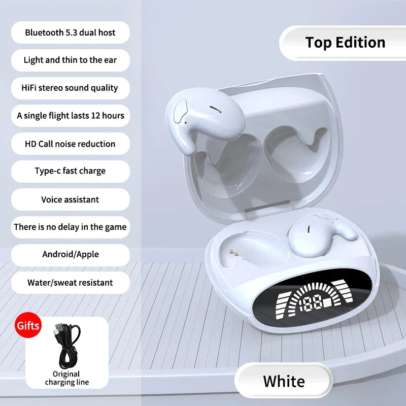 Invisible Sleep Earphones Bluetooth 5 3 Headphones TWS Wireless Zpaxo White