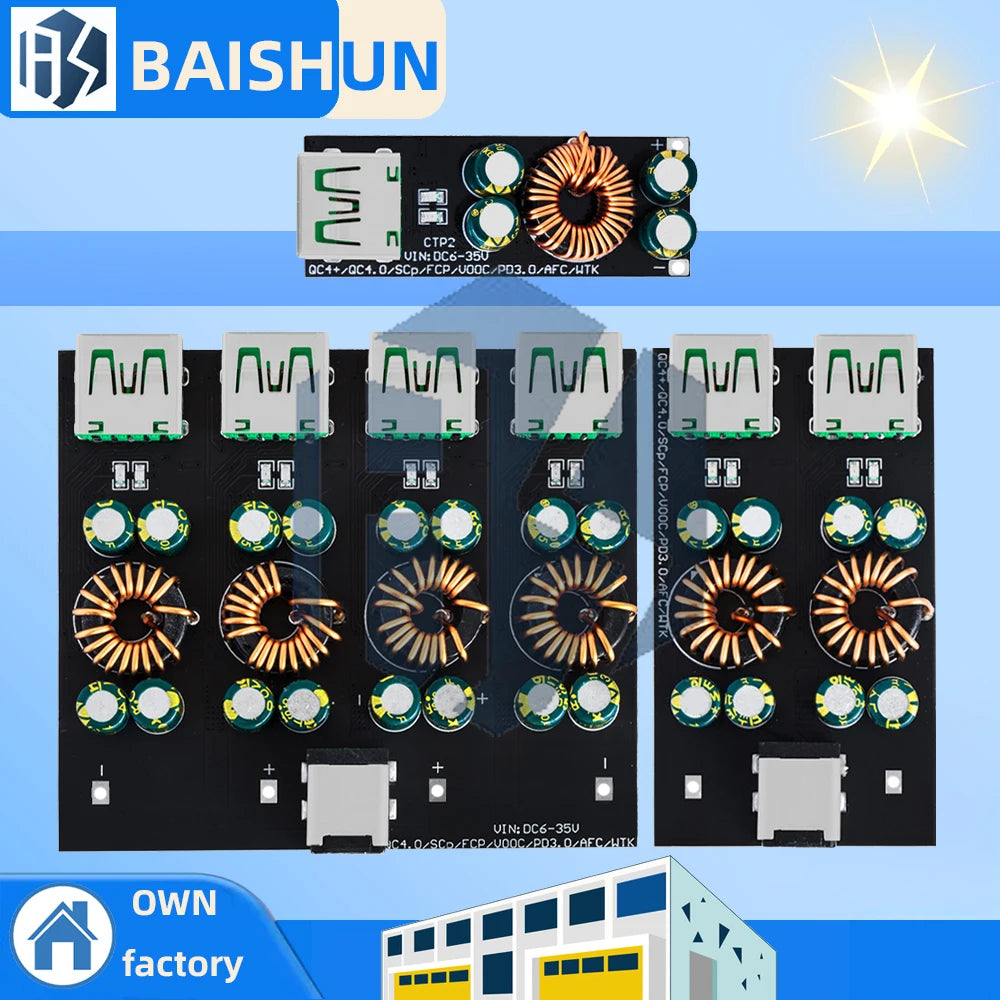 1 2 4 Way USB Type-C Mobile Phone Quick Charge Adapter 6-35V Step Down Buck Boost Module SW3518 For Huawei QC4.0 QC3.0 Zpaxo