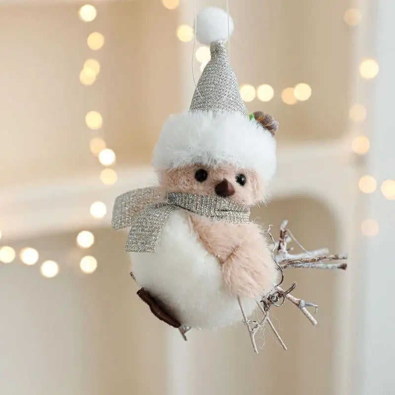 Christmas Tree Decoration Decorative Plush Bird Ornament Natural