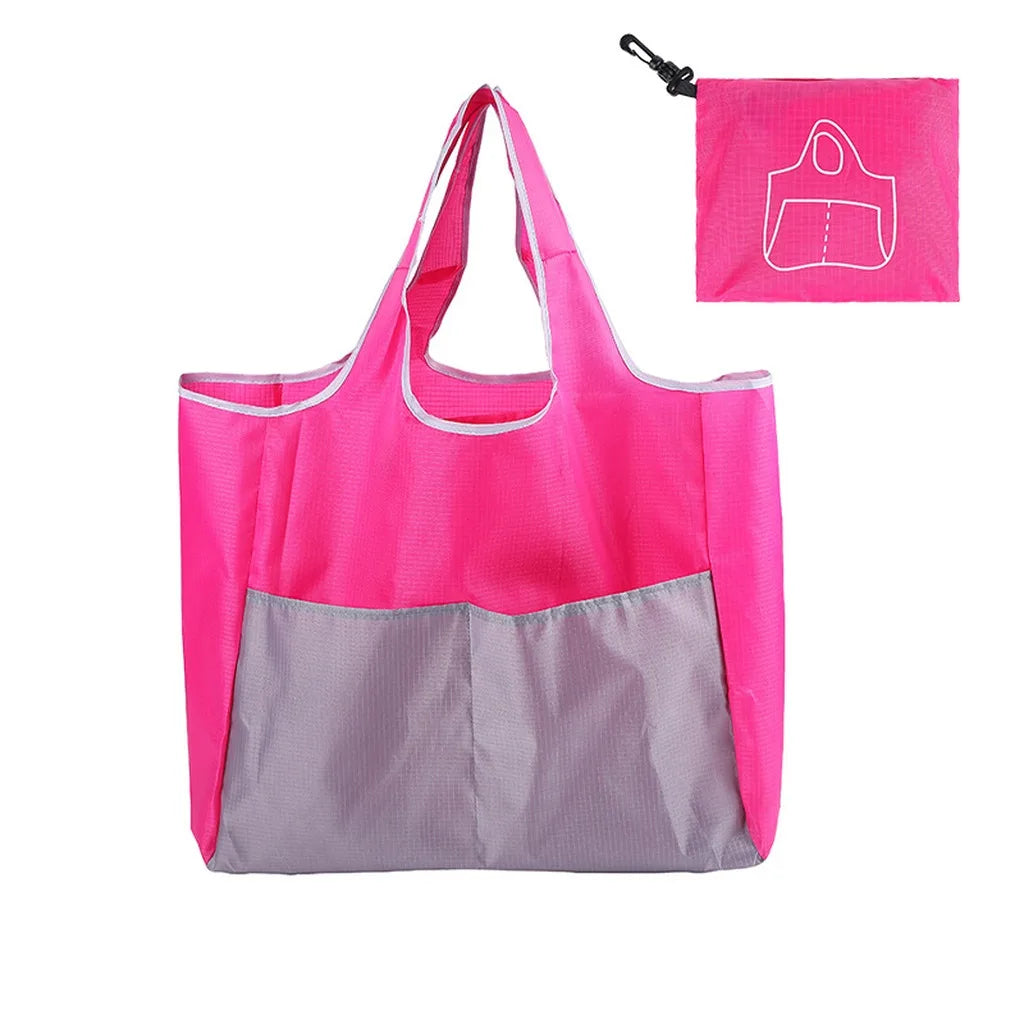 Foldable Water-Resistant Oxford Tote Bag – 20KG Grocery Bag Reusable Tote Bag Zpaxo Pink Grey