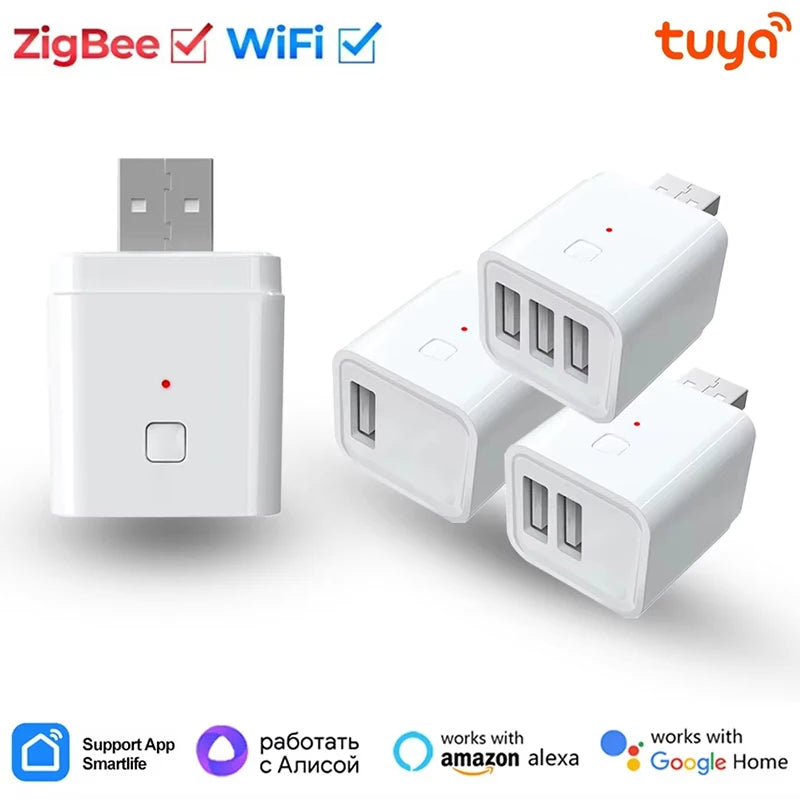 Tuya Smart Zigbee Micro 1 2 3 Gang USB Adaptor Switch 5V Mini USB Power Adaptor Smart Life Control Via Alexa Google Yandex Alice Zpaxo