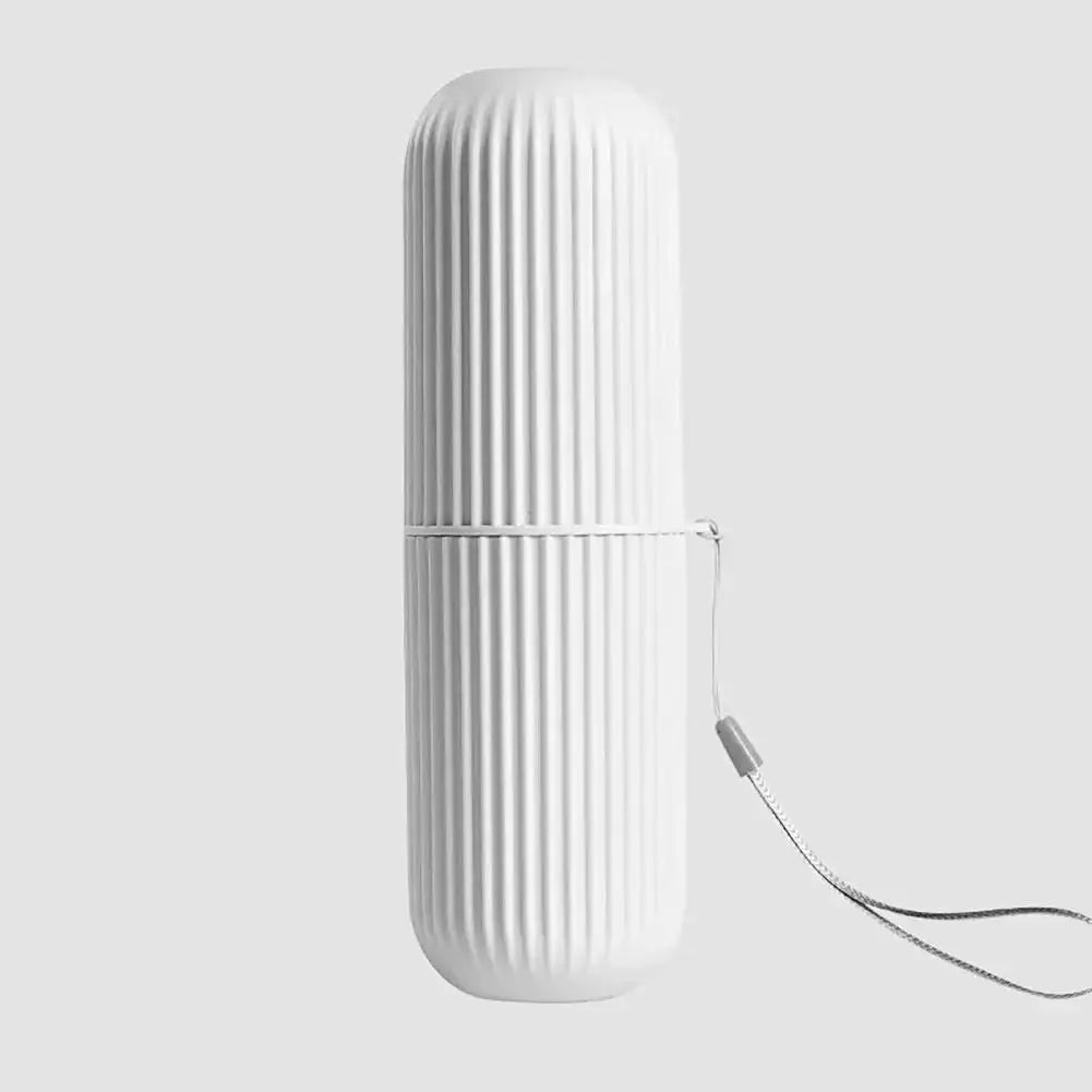 Travel Toothbrush Storage Box Vertical Stripe Portable Mouthwash Cup Brushing Cup Toothware Box Toothpaste Storage Cartridge Zpaxo WHITE