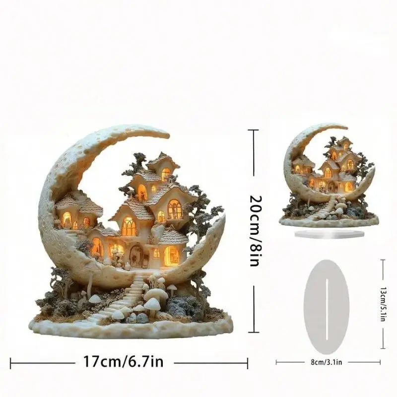 2D Acrylic Crescent Castle Ornament Ramadan Festival Decoration Eid Zpaxo 1PCS