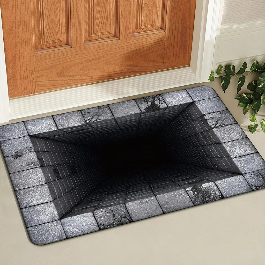 3D Optical Illusion Rug Non Slip Quick Dry Carpet Mat 80x50cm Hole