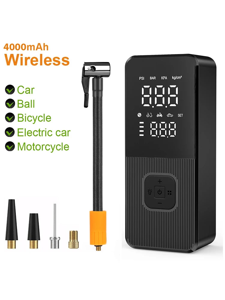 Wireless Air Pump 150psi Portable Electric Tire Inflator For Car Bicycle Motorcycle Air Compressor Injector Bike Accessories Zpaxo Set