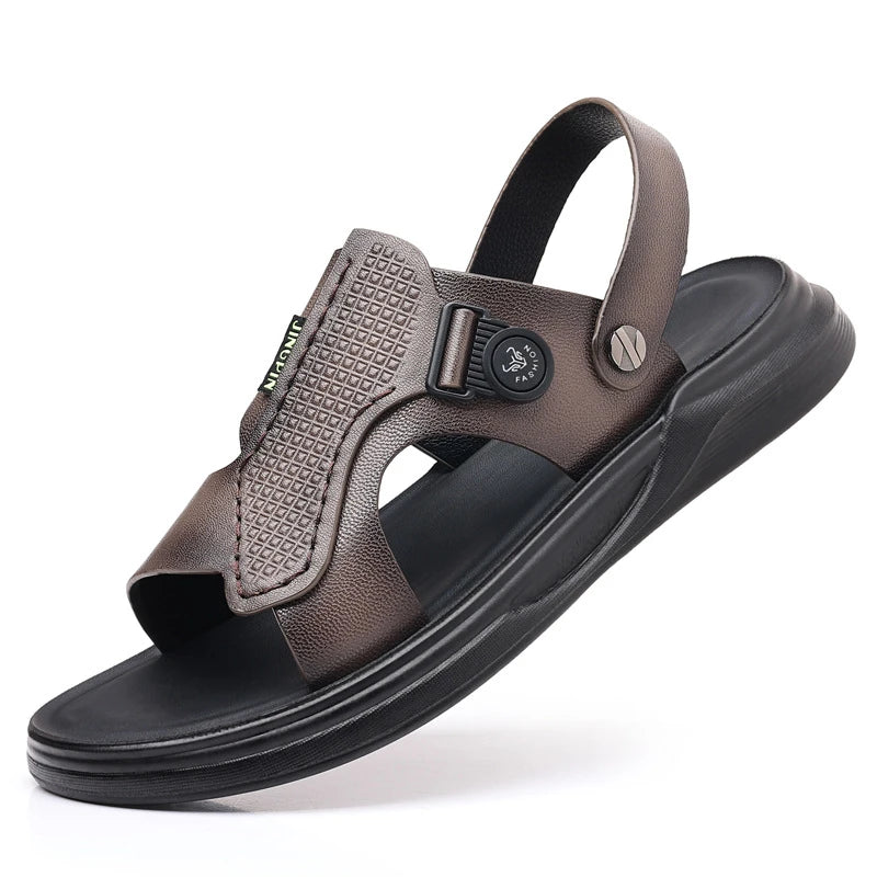 Mens First Layer Sheepskin Summer Sandals Leather Beach Shoes Casual Zpaxo 55109 Grey 44 China Mainland