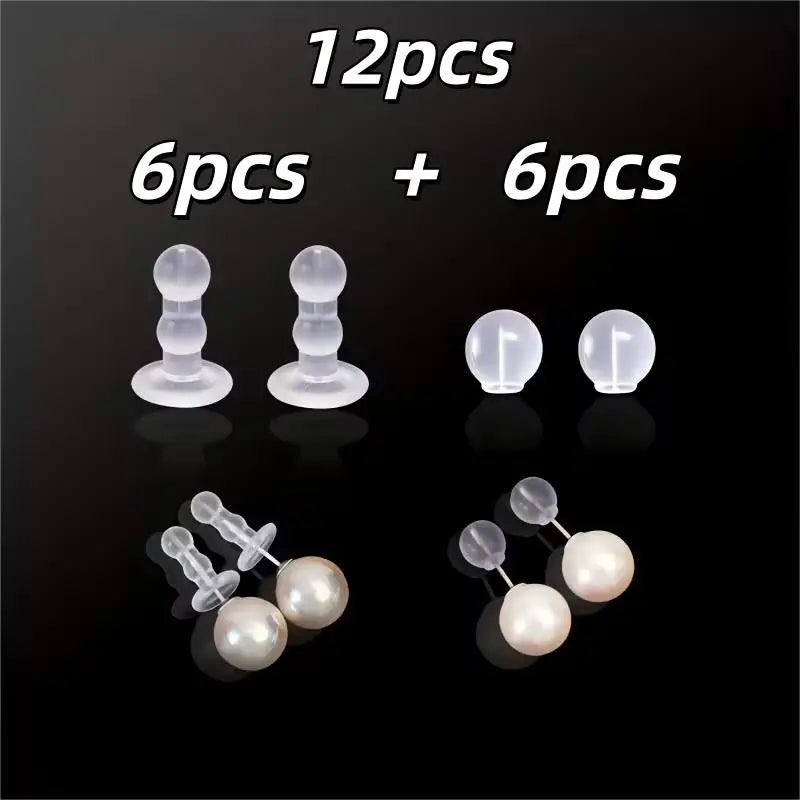 12pcs Silicone Ear Stud Backings – Anti-Piercing Full Coverage Plugs, Transparent DIY Jewelry Supplies Zpaxo 12pcs