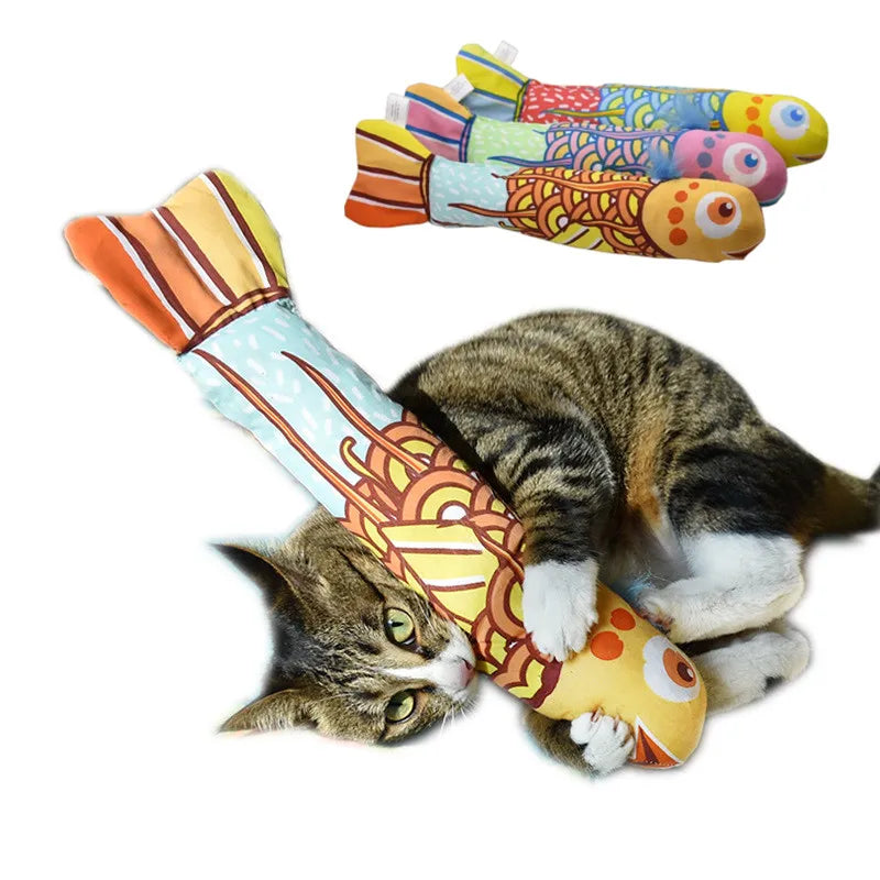 Cat Toy Plush Pillow Crinkle Sound Catnip Fish Interactive Teaser