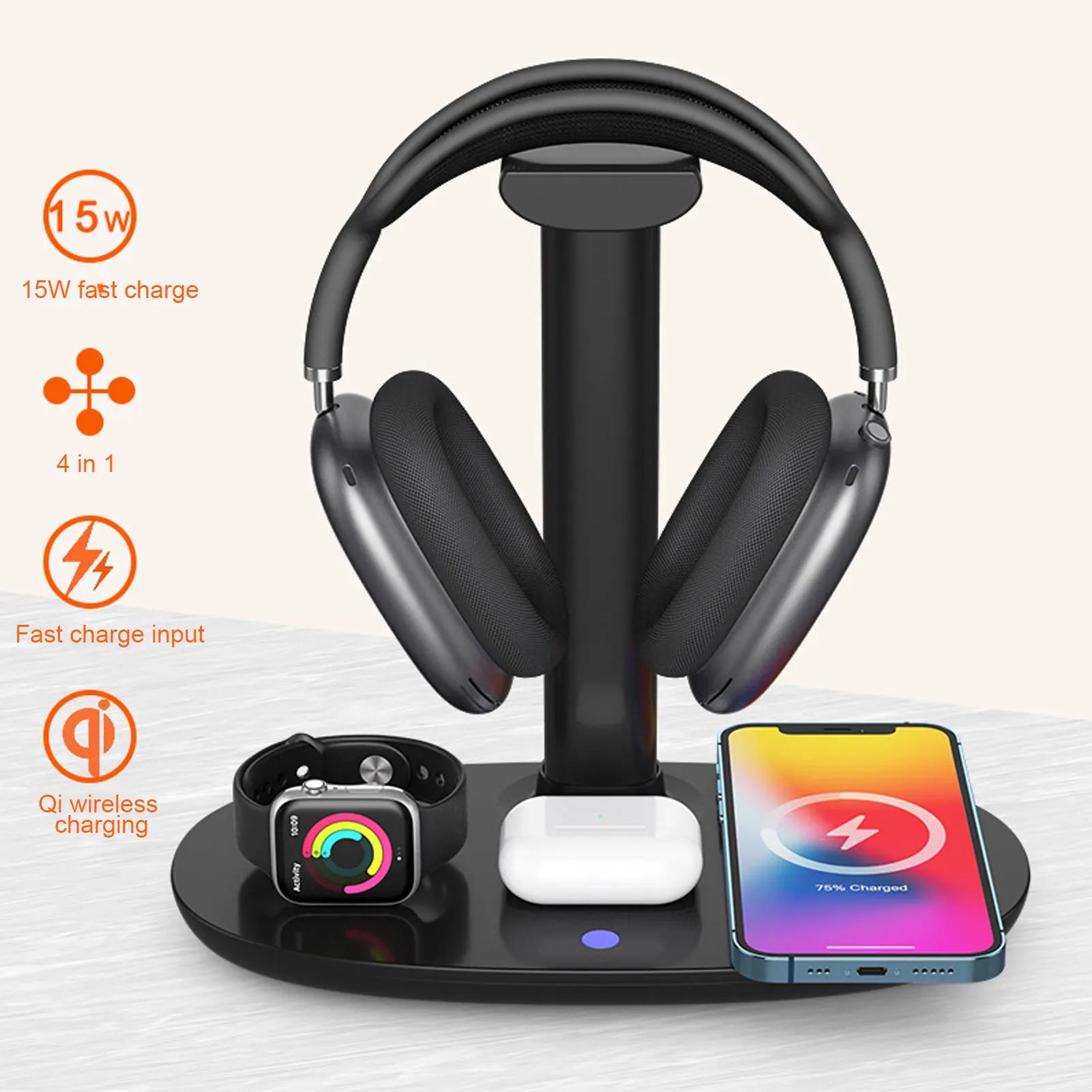 Wireless Charger Headphone Stand QI 15W Fast Charge Detachable
