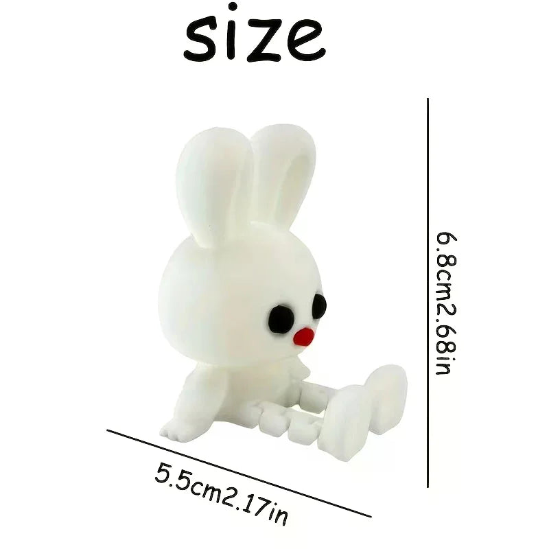 3D Printed Rabbit Ornament With Movable Joint Posable Doll Figure Fox Bear Hippo Statue Desktop Decor Holiday Gift Easter Decor Zpaxo