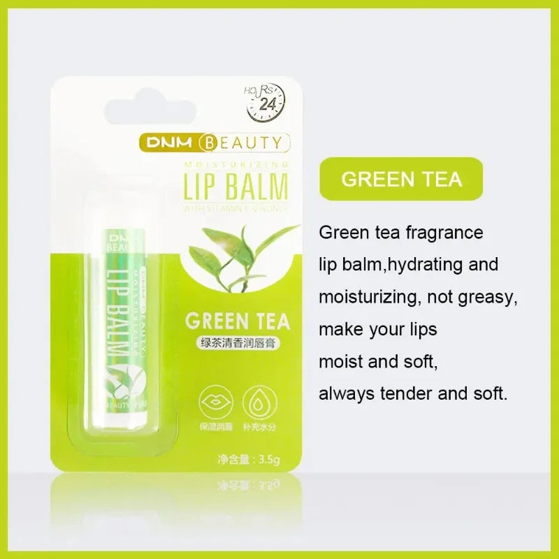 18 Flavors Fruit Lip Balm Oil Moisturizing Long-lasting Gloss Clear Zpaxo Green tea