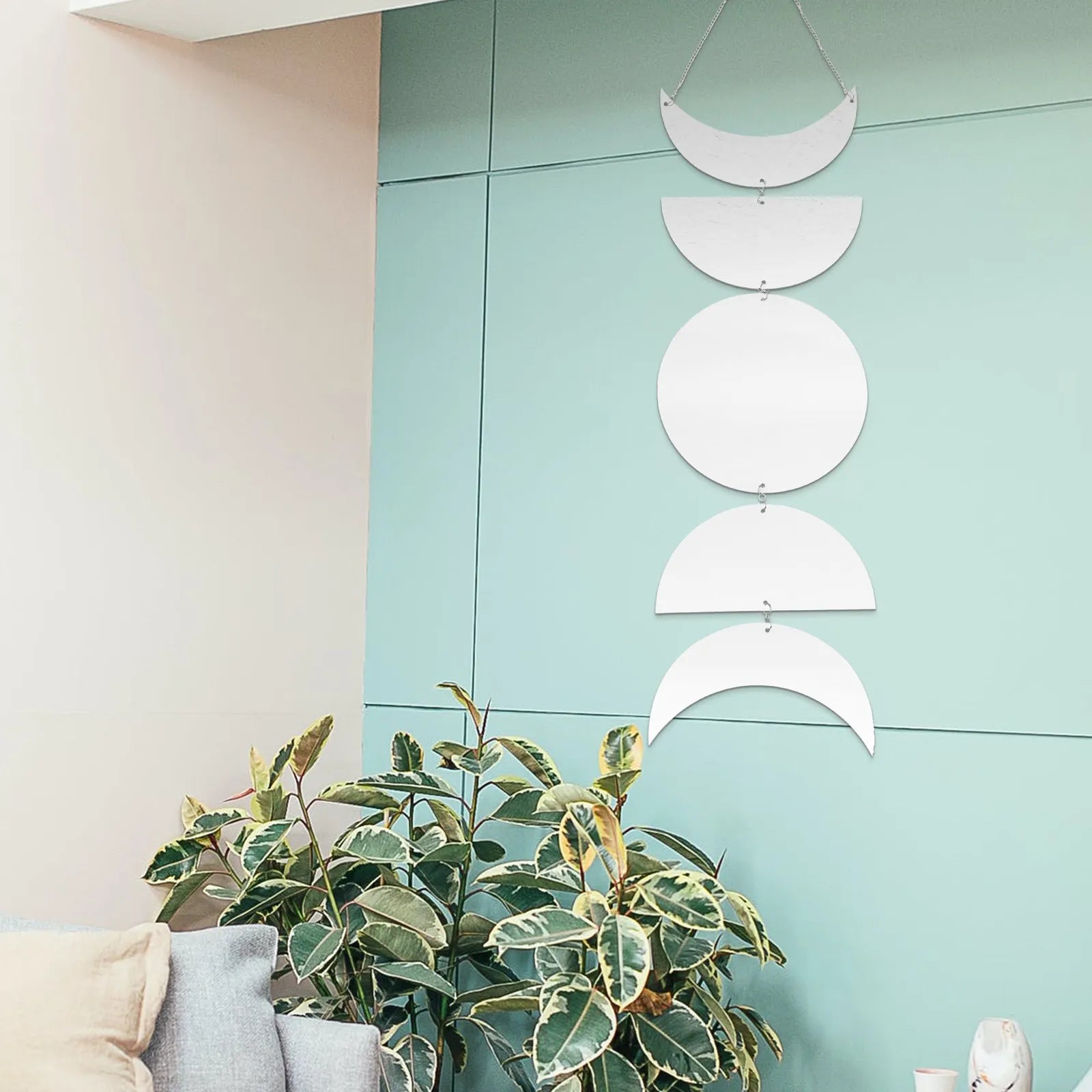 Acrylic Moon Phase Hanging Mirror Decorative Wall Pendant Bedroom