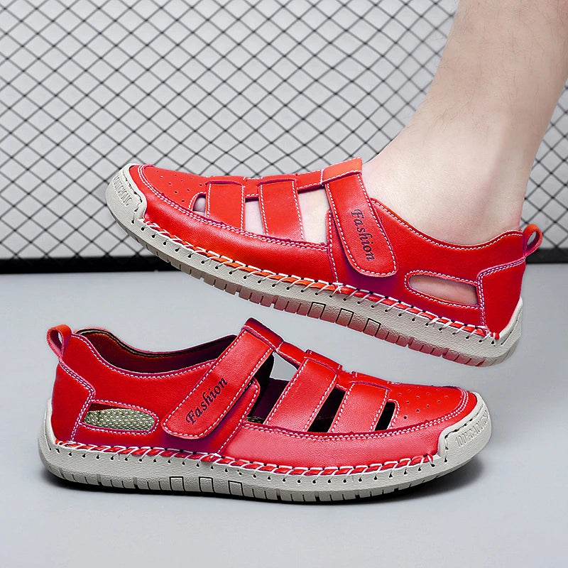 Summer Men Sandals Leather Mens Casual Shoes Outdoor Beach Roman