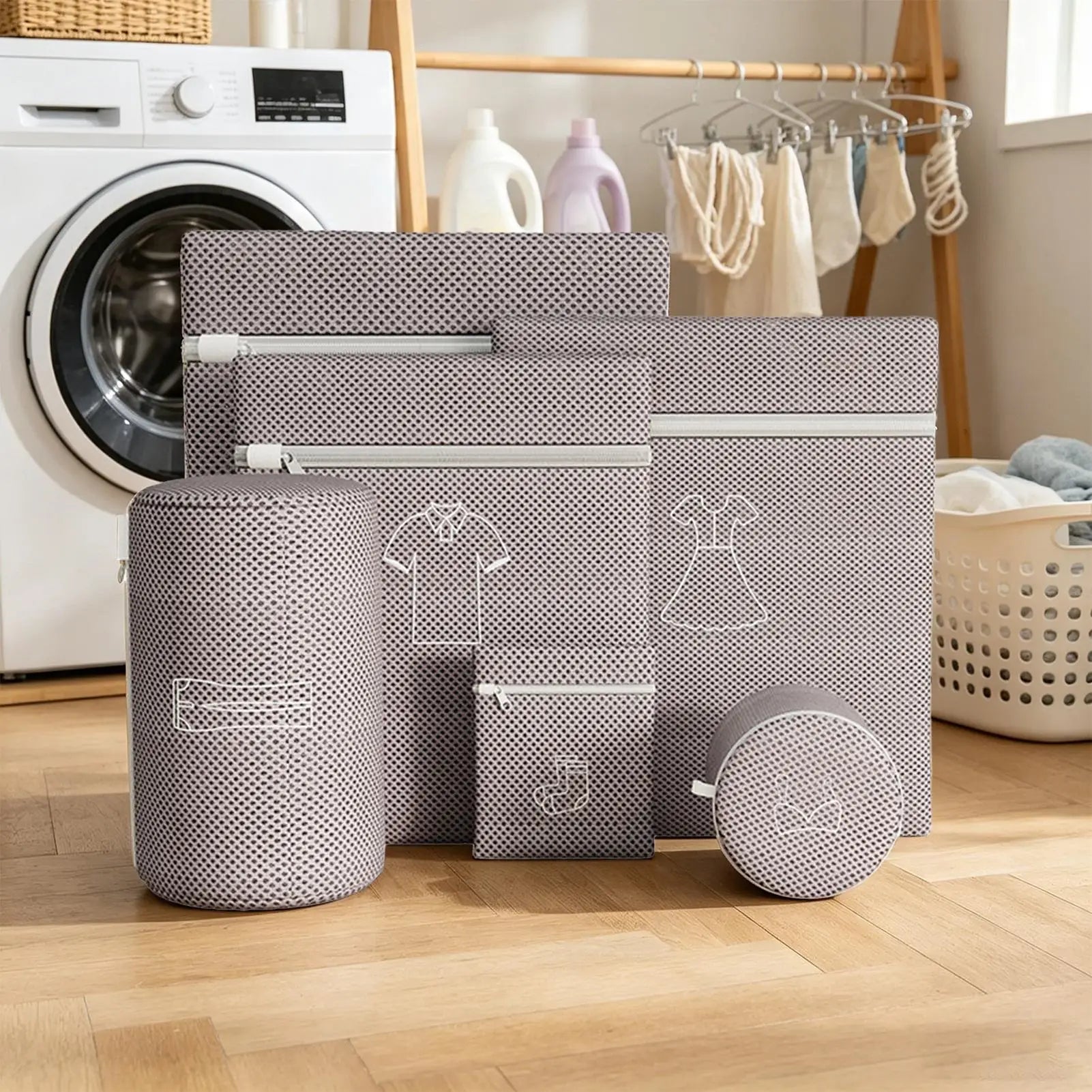 Mesh Laundry Bags 6 Pieces Anti-Knot Underwear Fine Net with Zipper Machine Washable Anti-Deformation Laundry Mesh Wash Bags Zpaxo