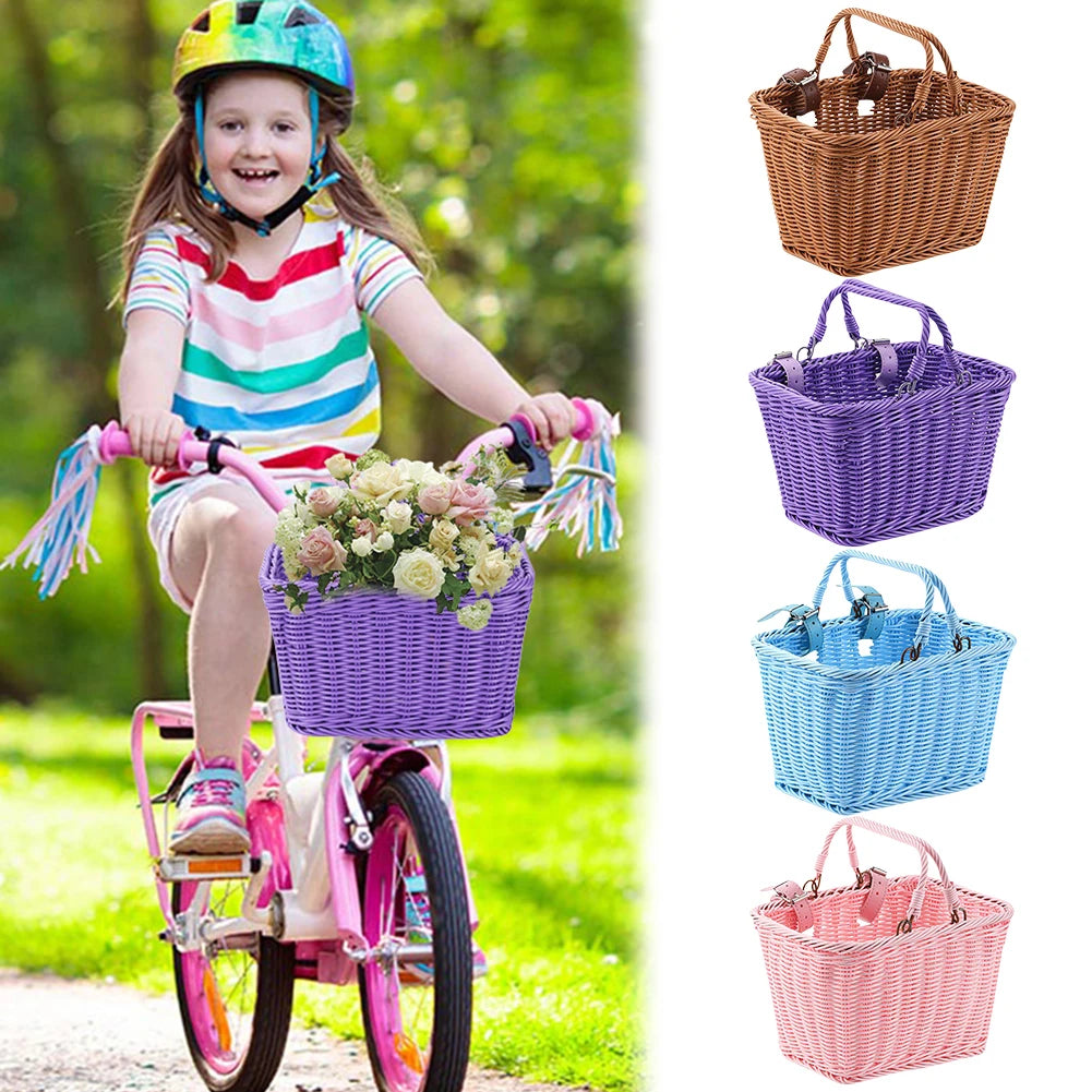 Bike Front Basket Handles Cute Square Bicycle Adjustable Leather