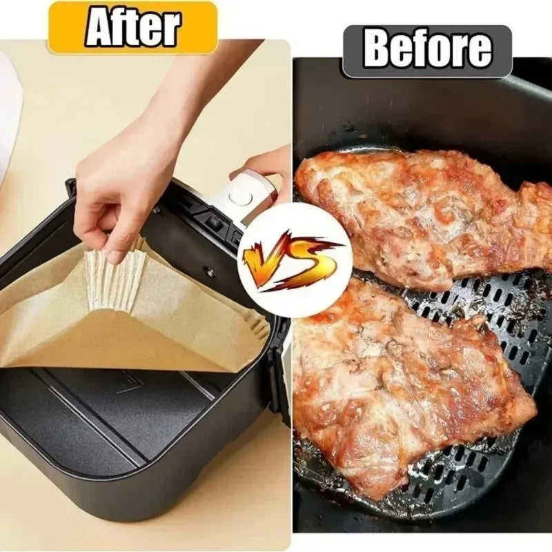 Air Fryer Paper Liners Disposable Oil-Proof Waterproof Baking Paper Round Square And Rectangle Parchment Kitchen Party Supplies Zpaxo