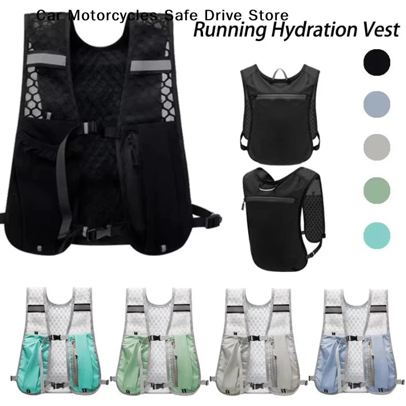 Running Water Bottle Storage Vest Men Women Lightweight Reflective