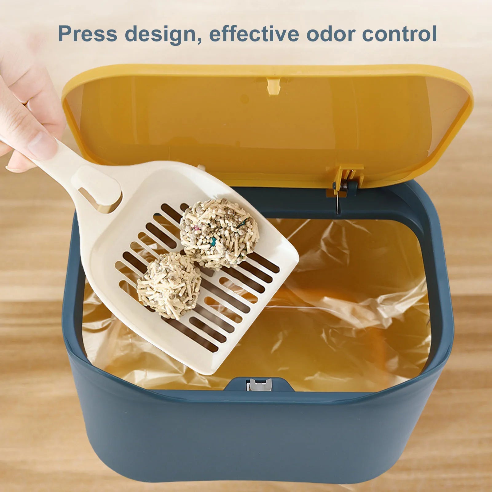 Cat Litter Trash Can Cat Litter Disposal Bin with Press Type Lid Multifunctional Cat Poop Garbage Container Bin for Home Zpaxo