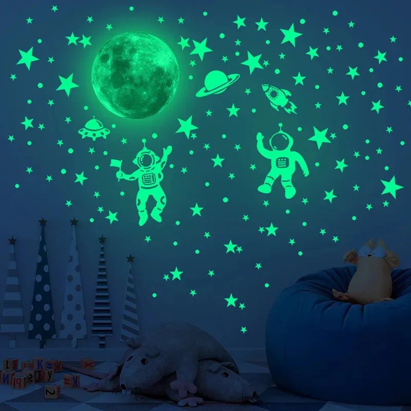 Astronaut Luminous Wall Stickers Stars Moon Self-adhesive Wallpaper