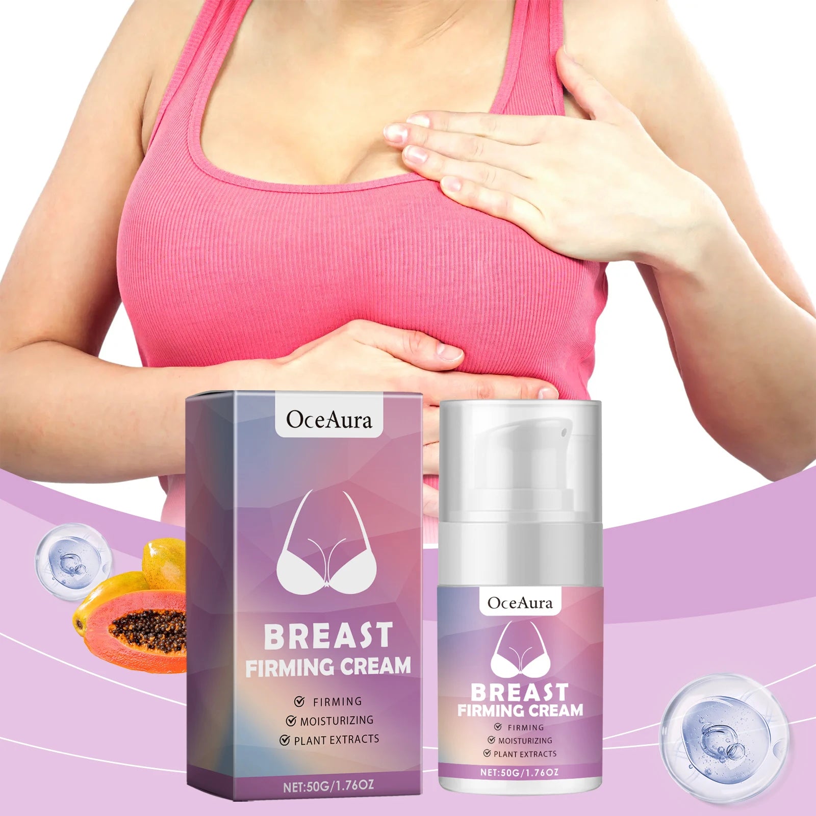 Breast Firming Care Cream, Moisturizing Massage & Nourishing Lifting Cream for Plump, Tight and Smooth Breast Skin Zpaxo