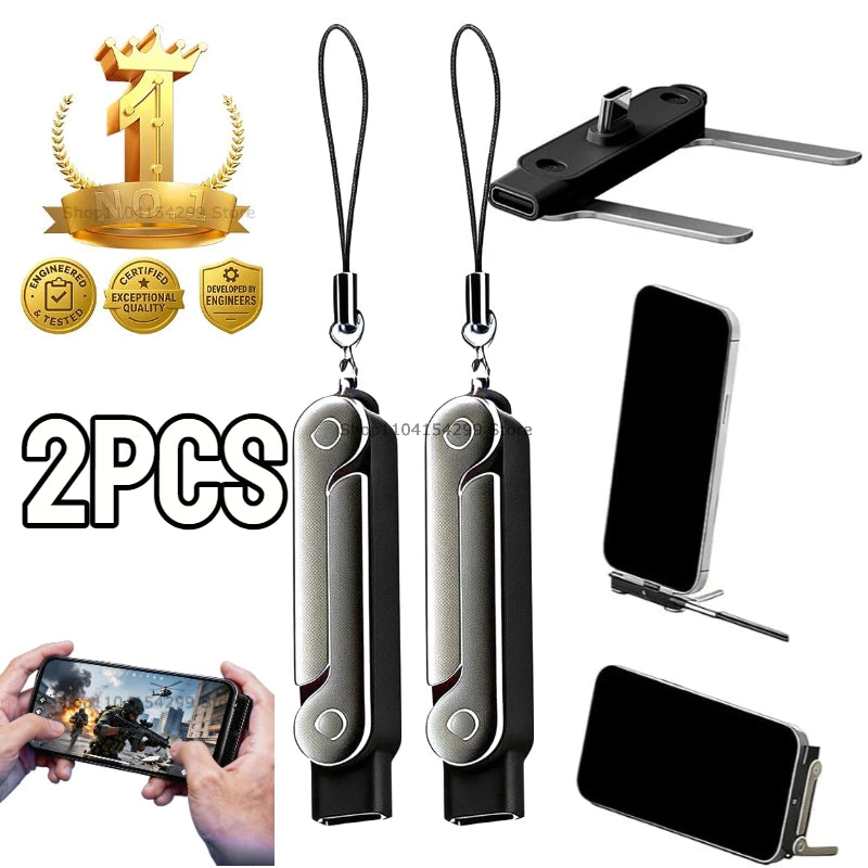 USB Type C Flat Charger Charging Cable C Kick Cable Stand with Invisible Support Foldable Phone Holder 240W Charge Wire Bracket Zpaxo Black-2PCS